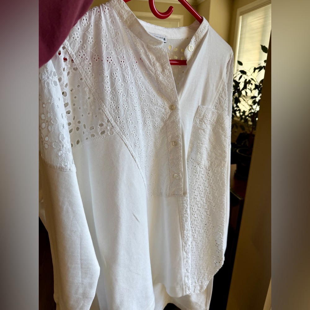 Zara Women White Embroidered Eyelet Sweatshirt